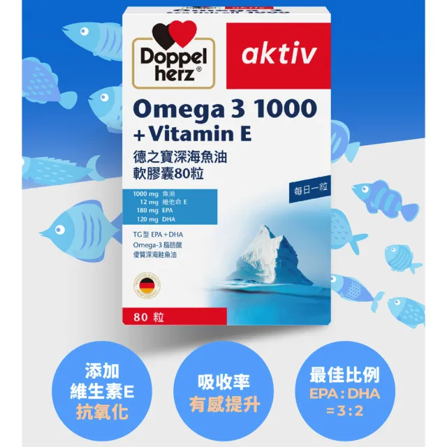 【Doppelherz 德之寶】晶亮雙效-葉黃素複方+深海魚油(30粒+80粒)
