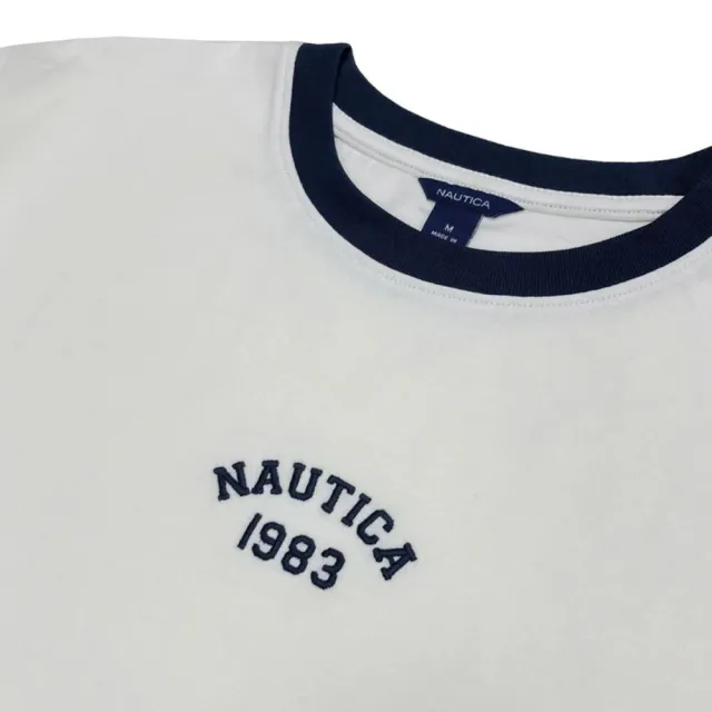 【NAUTICA】1983 刺繡LOGO 撞色 經典滾邊 美式短版 短袖上衣 短T
