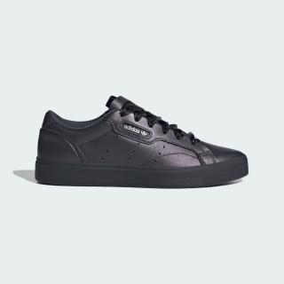 【adidas 愛迪達】Sleek W 女 休閒鞋 復古 皮革 流行 黑 百搭(JS1620)