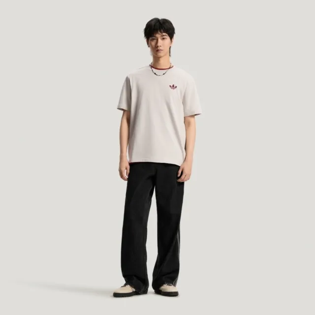 【adidas 愛迪達】Trefoil Tee 男 T恤 運動上衣 休閒短袖 灰白 亞版 純棉 印花(LE7354)