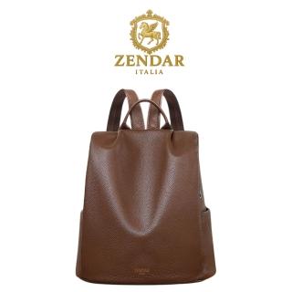 【ZENDAR】台灣總代理 限量1折 頂級超柔軟小牛皮防盜後背包 米樂系列 全新專櫃展示品(咖啡色)