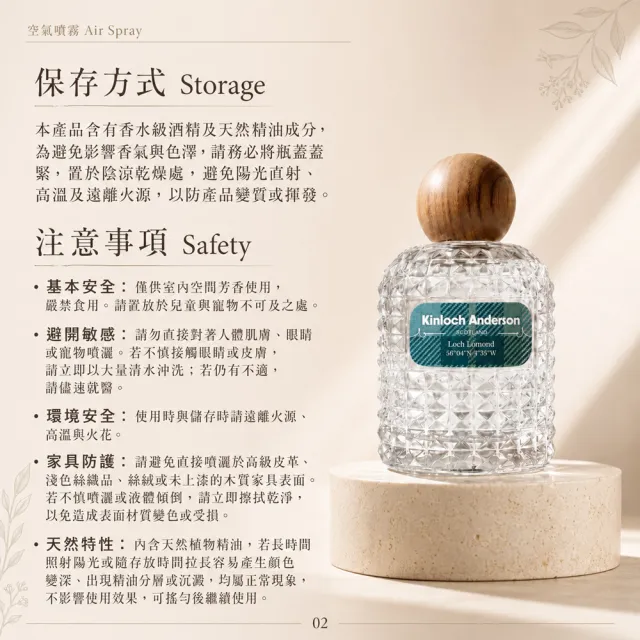 【Kinloch Anderson】金安德森香氛 NO.01洛蒙德湖 綠意調 空間噴霧100ml(居家室內/空間香氛)