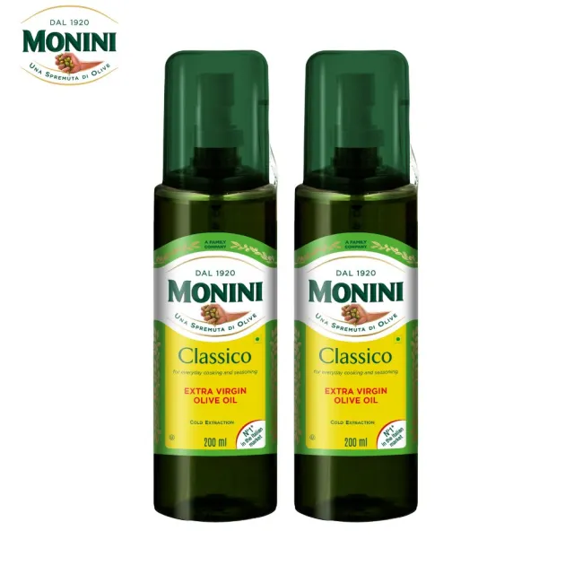 【Monini】莫尼尼特級初榨橄欖油200ml噴瓶x2瓶(可生飲/出廠酸價0.3%/義大利市佔第一名)
