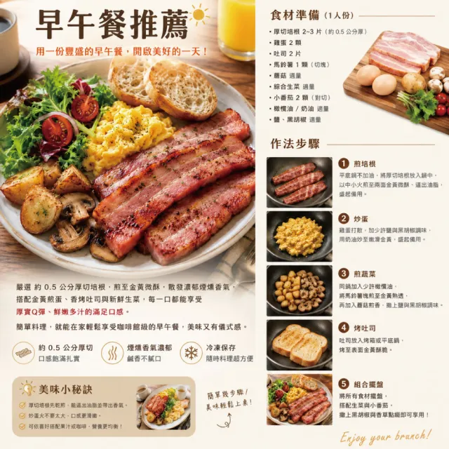 【約克街肉舖】厚切培根10片(100g±10%/片)
