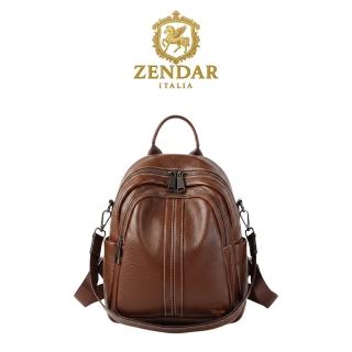 【ZENDAR】台灣總代理 限量1折 頂級超柔軟小牛皮後背包 艾莉克斯系列 全新專櫃展示品(咖啡色)