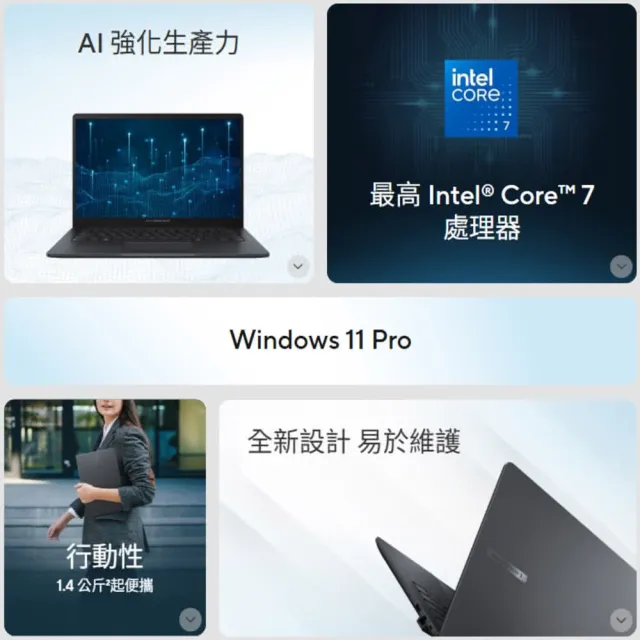 【ASUS 華碩】Office2024組★14吋 Core7 商用筆電(Core7-150U/16G/512G SSD/W11P)