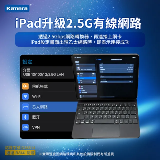 【Kamera】USB3.0轉RJ45 2.5G 二合一外接網路卡(網卡轉換線轉換器/乙太網路/KA-AC2.5G)