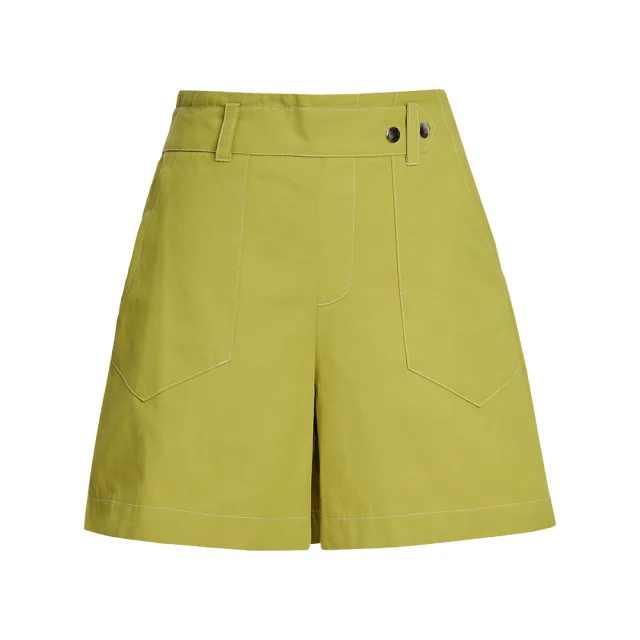 【OUWEY 歐薇】休閒大口袋車線短褲(芥黃色；S-L；3233166046)