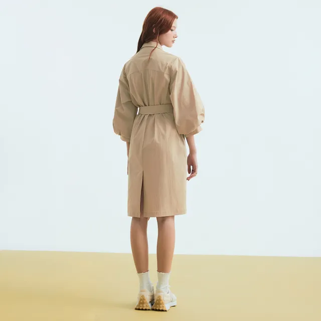 【OUWEY 歐薇】法式知性膨袖長洋裝(卡其色；S-L；3233167006)