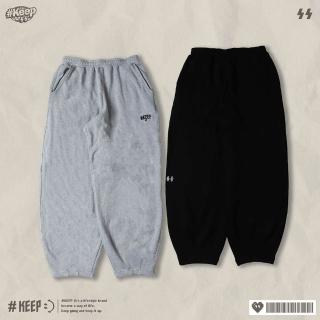 KEEP COCOON-SHAPED LONG COTTON PANTS 繭型 長棉褲 黑 灰 刺繡LOGO 寬鬆 長褲 (KS340)