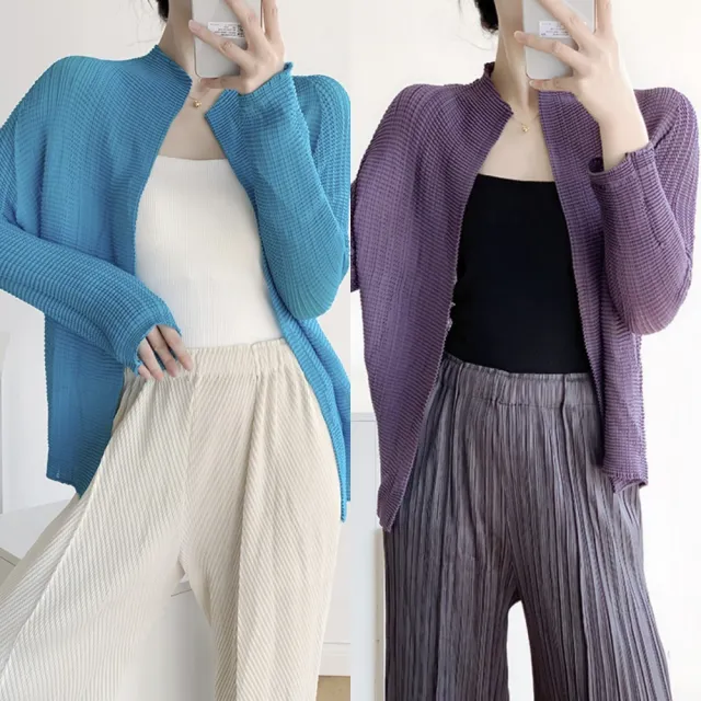 【巴黎精品】現貨+預購 三宅風皺褶衣服外套高級摺衣罩衫襯衫顯瘦大尺碼女裝(寬鬆防曬女外套多款3款b1a77 B)