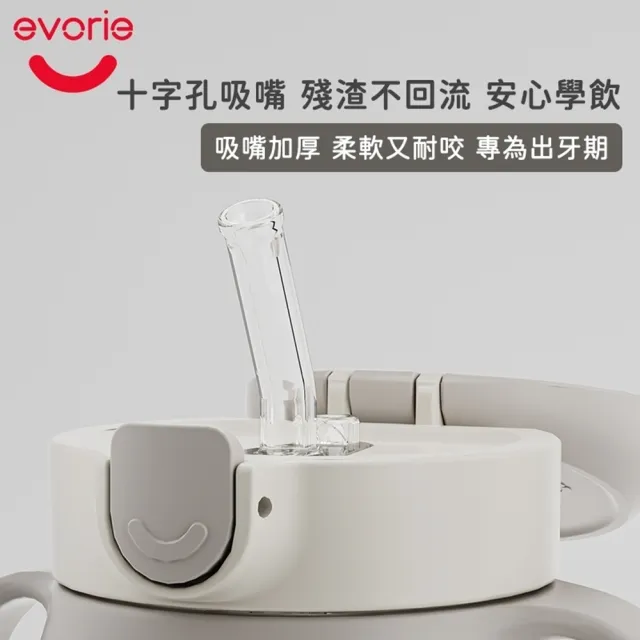 【Evorie】Tritan 300mL 兒童吸管杯2入組(寶寶水杯 幼兒水杯 兒童水杯水壺 微笑水杯)