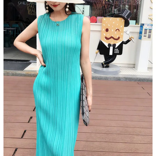 【巴黎精品】現貨+預購 三宅風皺褶衣服連身裙褶皺衣背心裙洋裝名媛大尺碼女裝(直筒裙長裙女裙子3款b1a80 C)