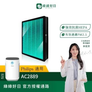【綠綠好日】適用 Philips 飛利浦 AC2889 AC2889/80 HEPA抗菌濾網+活性碳(濾芯 活性碳除臭)
