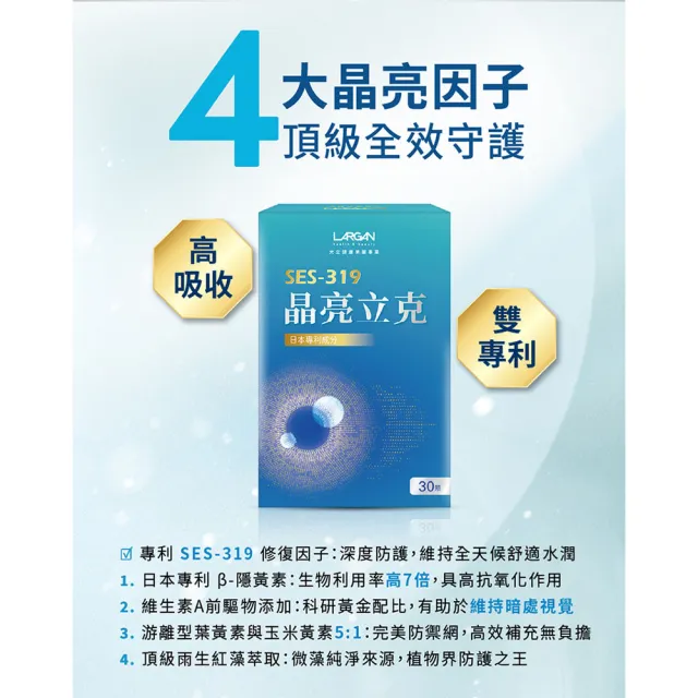 【LARGAN】晶亮立克1盒(共30粒 雙主播代言&專科醫師推薦 葉黃素 )