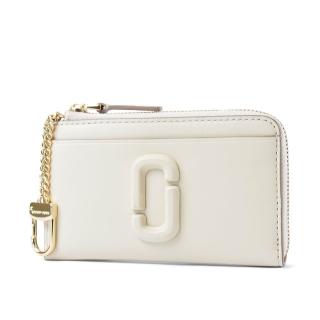 【MARC JACOBS】專櫃款 雙J LOGO牛皮拉鍊證件/鑰匙/零錢包-雲白