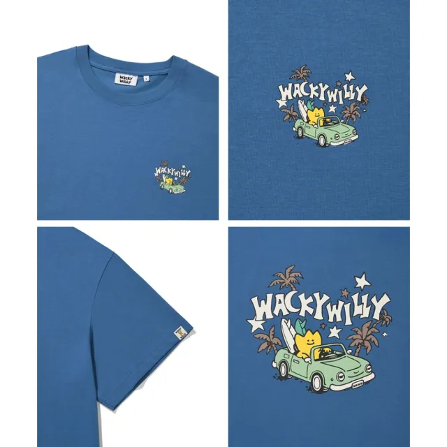 【Wacky WiLLY】KIKY夏威夷印花短袖上衣(UNI短袖上衣 藍色)