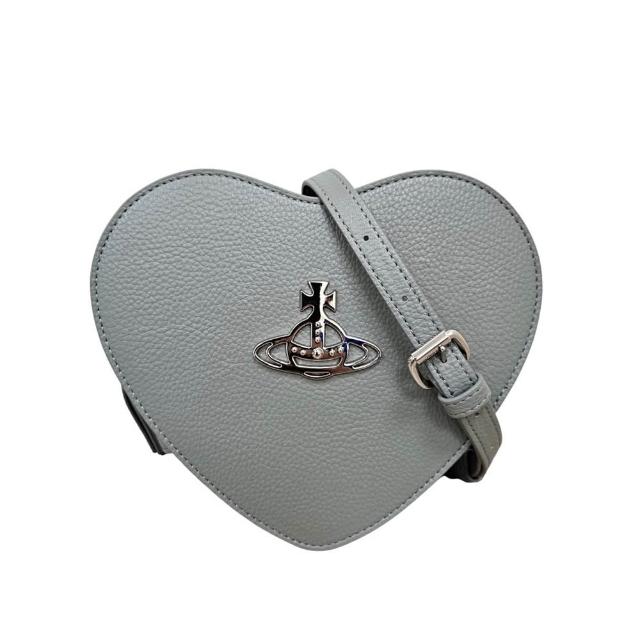 【Vivienne Westwood】薇薇安vw Louise Heart 星球飾壓紋皮革雙層心型斜背包
