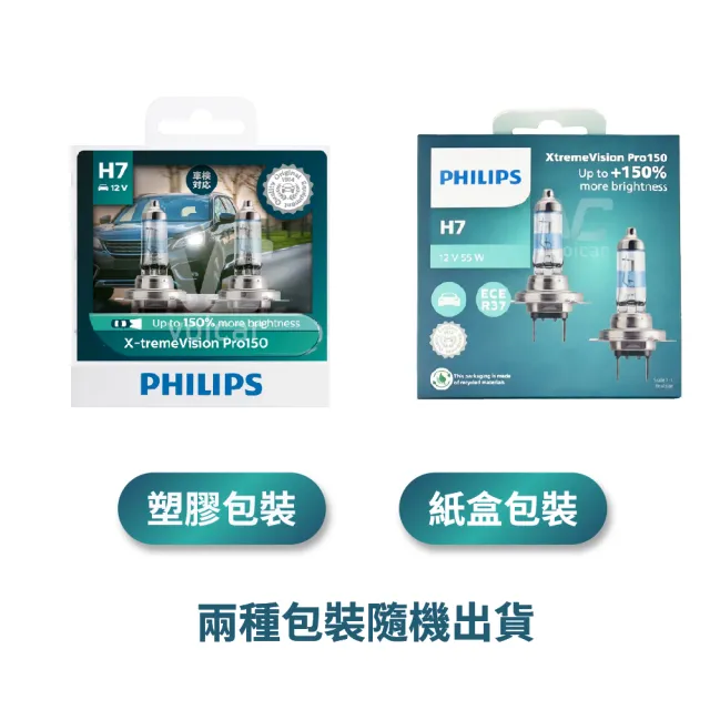 【Philips 飛利浦】H7 H11 9005 HB3 9006(X-treme Vision Pro150 第三代升級版幻靚光+150%)