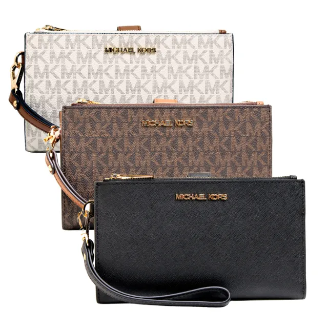 【Michael Kors】MK JET SET TRAVEL防刮皮革多功能雙層手拿長夾/手拿包/手機包/手機長夾/MK長夾(多款任選)
