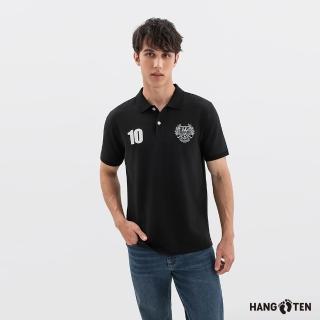 【Hang Ten】Hang Ten- 絲光棉繡花短袖POLO衫-男(黑色)
