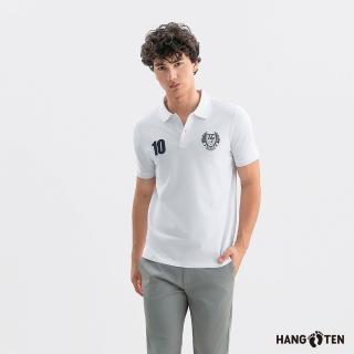 【Hang Ten】Hang Ten- 絲光棉繡花短袖POLO衫-男(白色)