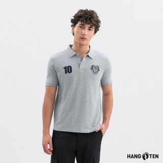 【Hang Ten】Hang Ten- 絲光棉繡花短袖POLO衫-男(花紗灰)