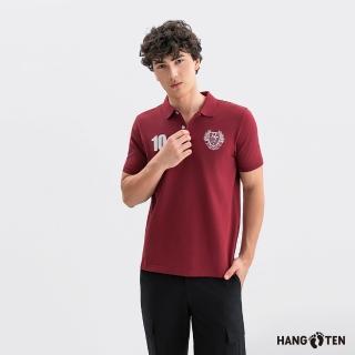 【Hang Ten】Hang Ten- 絲光棉繡花短袖POLO衫-男(鮮紅)