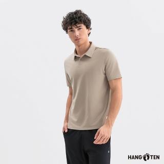 【Hang Ten】Hang Ten- AeroKnit空氣針織吸濕快乾短袖POLO衫-男(硬木棕)