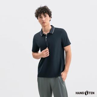 【Hang Ten】Hang Ten- 涼感珠地彈性短袖POLO衫-男(丈青)