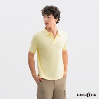 【Hang Ten】Hang Ten- 絲光棉繡花短袖POLO衫-男(淺黃)