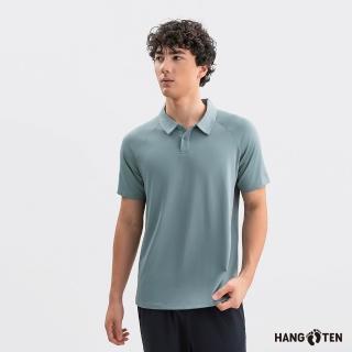 【Hang Ten】Hang Ten- 吸濕快乾提花針織修身短袖POLO衫-男(粉綠)