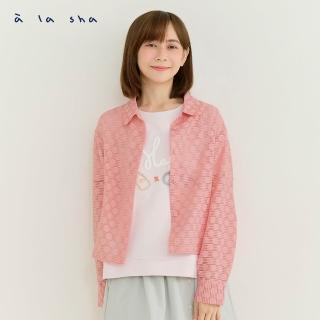 【a la sha】透膚幾何花紋長袖襯衫