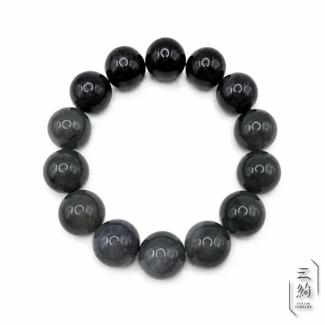 云綺珠寶 YUN CHI 天然緬甸A貨翡翠。冰潤 漸變色 烏雞 手串 14mm