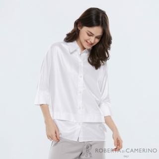 【ROBERTA 諾貝達】雙層假兩件落肩微百褶七分袖襯衫 DFJ04-91