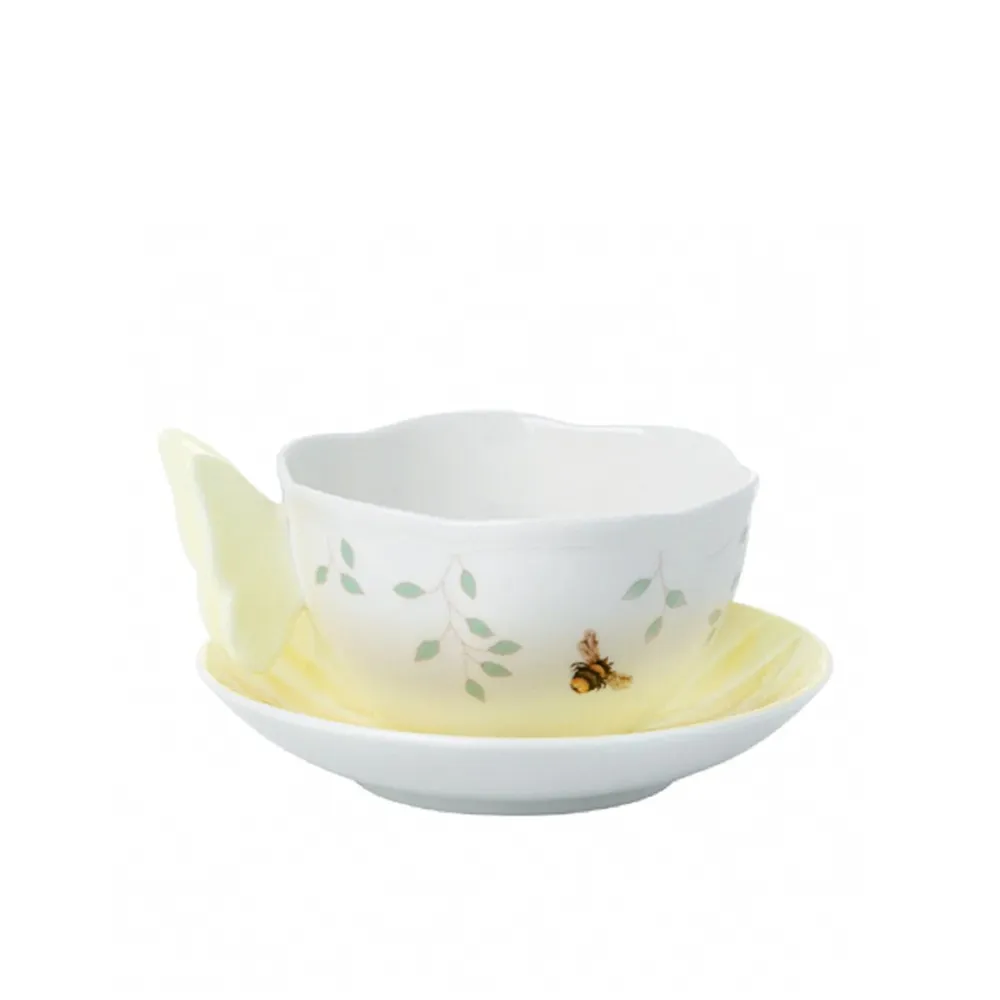 【LENOX】粉彩蝶彩繽紛茶杯組-黃-237ml(居禮名店獨家代理)