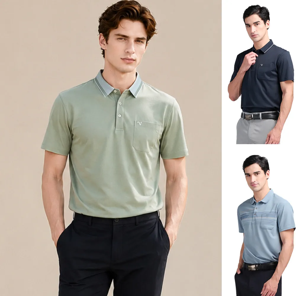 【Emilio Valentino 范倫鐵諾】男款polo衫 男上衣 商務休閒 口袋 男士 吸排涼感/舒適棉 短袖polo衫(多款)