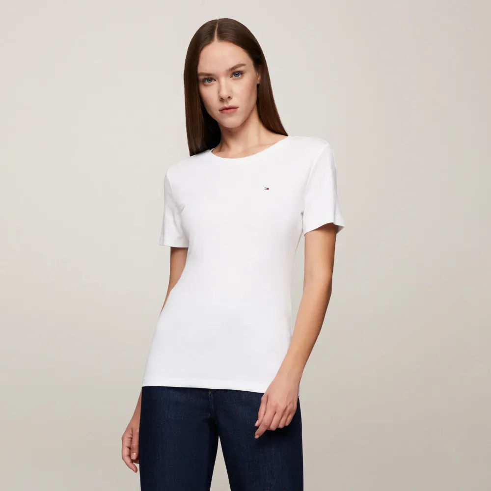 【TOMMY HILFIGER】官方旗艦館 旗幟刺繡圓領 T 恤_裸色
