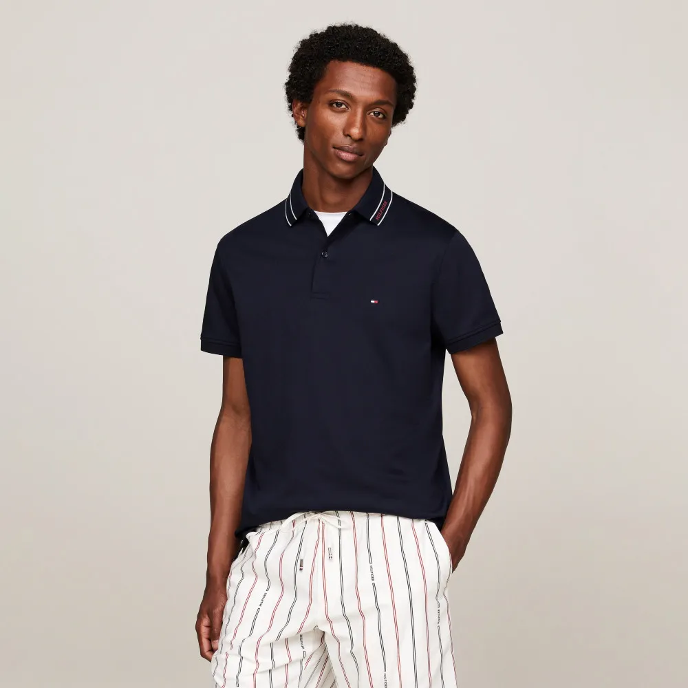 【TOMMY HILFIGER】官方旗艦館 Monotype 雙面針織標誌 Polo 衫_藍色