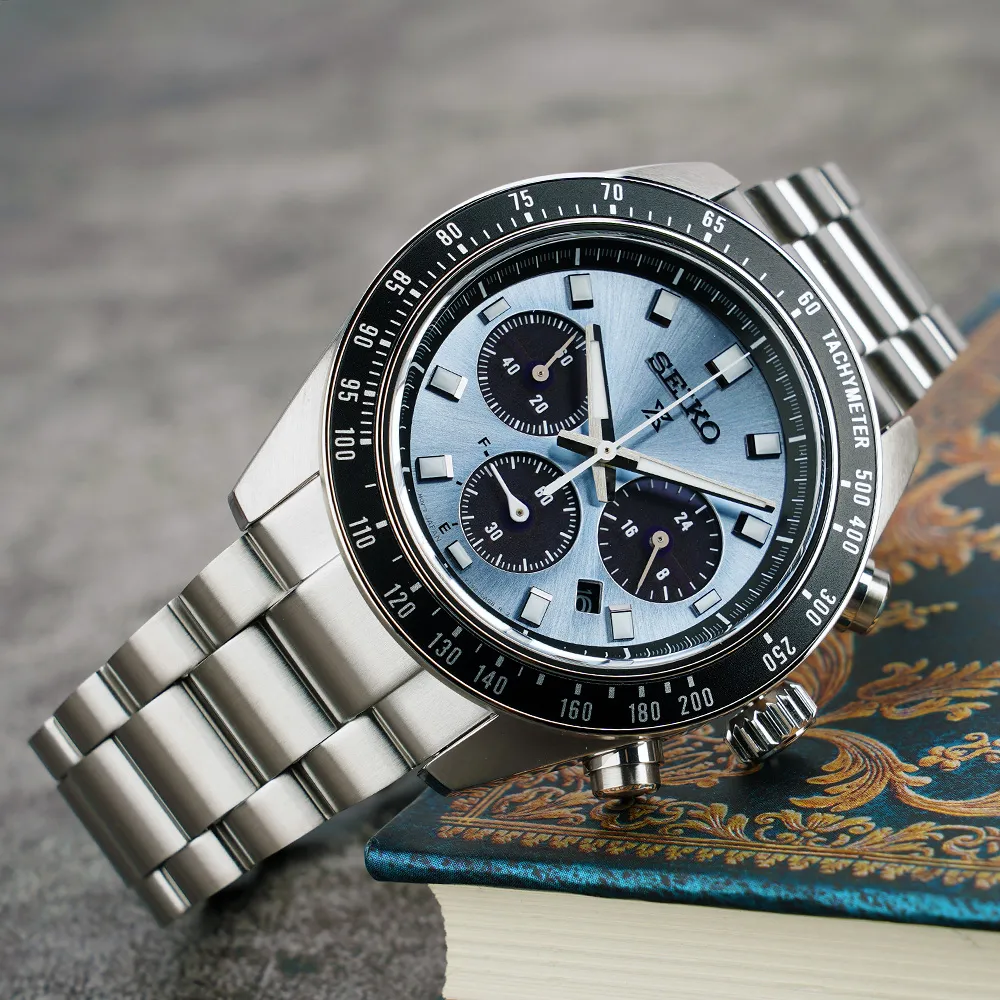 【SEIKO 精工】PROSPEX SPEEDTIMER 冰藍熊貓錶 太陽能三眼計時手錶 618年中慶 推薦(SSC935P1/V192-0AH0U)