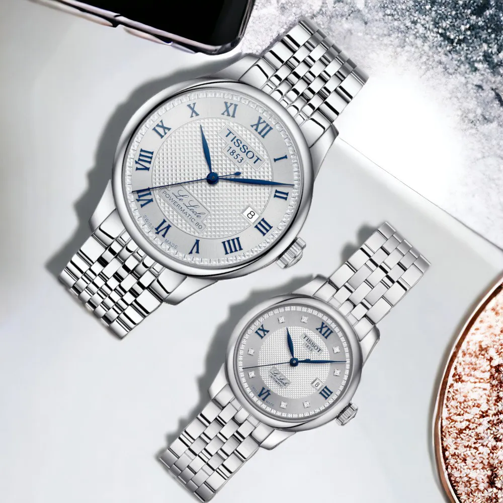 【TISSOT 天梭】LE LOCLE 力洛克 20周年自動機械對錶 (T0064071103303+T0062071103601)