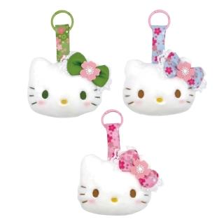 【HELLO KITTY】Hello Kitty 包包背包吊飾 | 和風粉紅櫻花絨毛大臉 日本境內