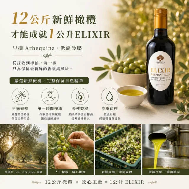 【CUADRAT VALLEY】艾利爾去核特級冷壓初榨橄欖油 500ml(豐富且獨特的風味)雙11