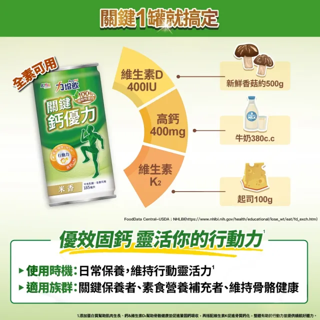 【Affix 艾益生】力增飲 關鍵鈣優力 米香風味 185mlx24罐/箱(葡萄糖胺 MSM)
