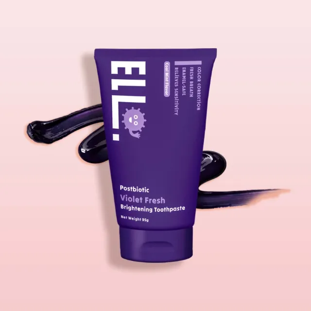【ELLO】益生菌漾白淨透紫色牙膏 95g 5入組 (煥白牙齒 益生菌)