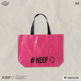 KEEP WATER-RESISTANT LOGO SHOPPING BAG 桃粉 大容量 編織袋 肩背 手提 防潑水 購物袋 (KS323)