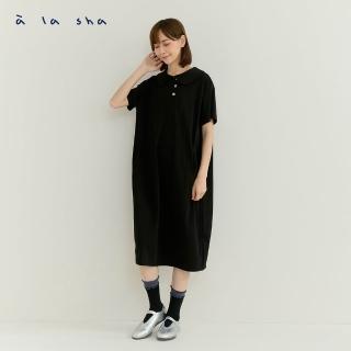 【a la sha】休閒棉織短袖襯衫洋裝