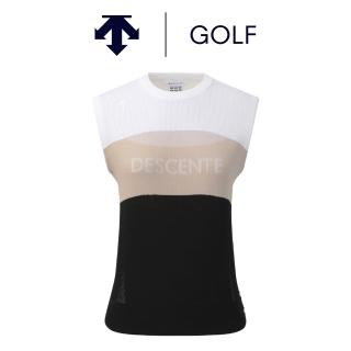 【DESCENTE】GOLF 迪桑特 JACQUARD PULLOVER 女款 高爾夫背心 透氣背心 運動背心 白色