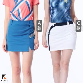 【KING GOLF】MOMO獨家特談！女款修身透氣拼接剪裁印花A-LINE短裙/高爾夫球裙/褲裙-多款任選