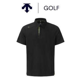 【DESCENTE】GOLF 迪桑特 ACMT HYBRID POWER MESH 男款 高爾夫翻領上衣 短袖POLO衫 短袖上衣 運動上衣 黑色
